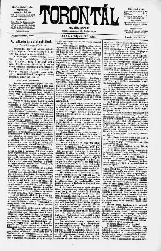 Torontál, 35. évf. 1906. október 17. 237. sz.