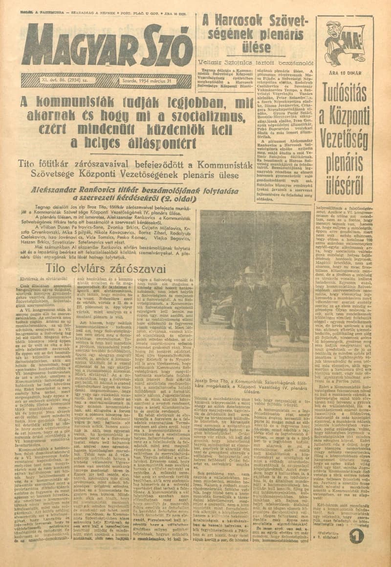 Magyar Szó, 11. évf. 1954. március 31. 86. sz. 1–8. oldal