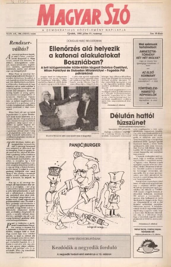 Magyar Szó, 49. évf. 1992. július 19. 196. sz. 1–28. oldal