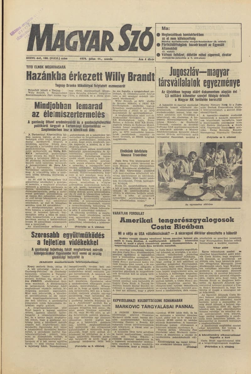 Magyar Szó, 36. évf. 1979. július 11. 188. sz. 1–16. oldal