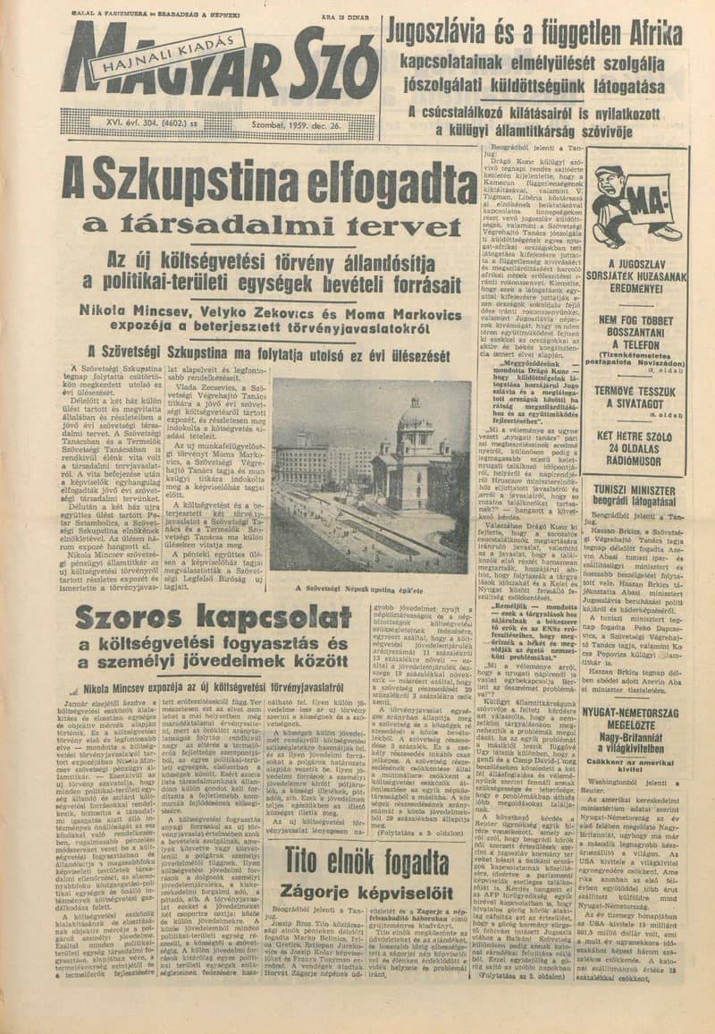 Magyar Szó, 16. évf. 1959. december 26. 304. sz. 1–24. oldal