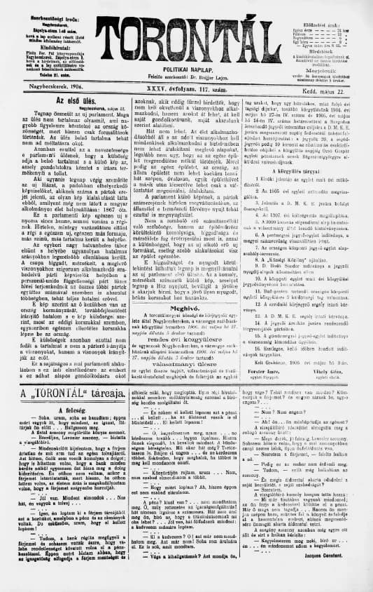 Torontál, 35. évf. 1906. május 22. 117. sz.