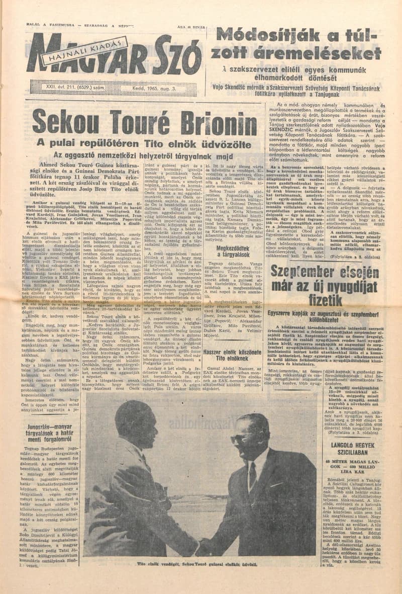 Magyar Szó, 22. évf. 1965. augusztus 3. 211. sz. 1–14. oldal