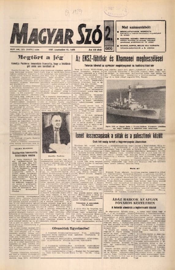 Magyar Szó, 44. évf. 1987. szeptember 14. 253. sz. 1–20. oldal
