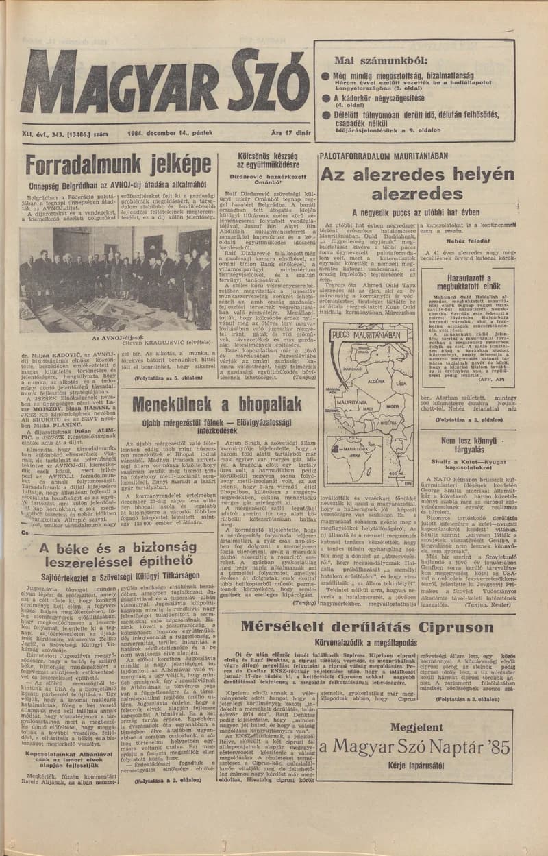 Magyar Szó, 41. évf. 1984. december 14. 343. sz. 1–20. oldal