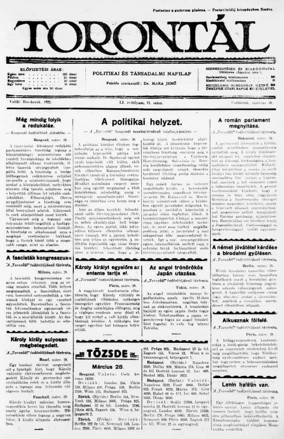Torontál, 51. évf. 1922. március 30. 71. sz.