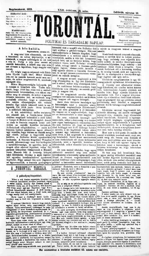 Torontál, 22. évf. 1893. március 30. 73. sz.