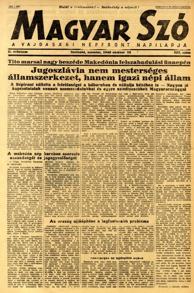 Magyar Szó, 2. évf. 1945. október 13. 237. sz. 1–4. oldal