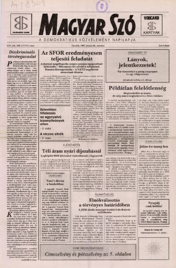 Magyar Szó, 54. évf. 1997. június 28. 150. sz. 1–16. oldal
