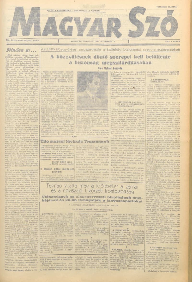 Magyar Szó, 7. évf. 1950. november 4. 262. sz. 1–4. oldal