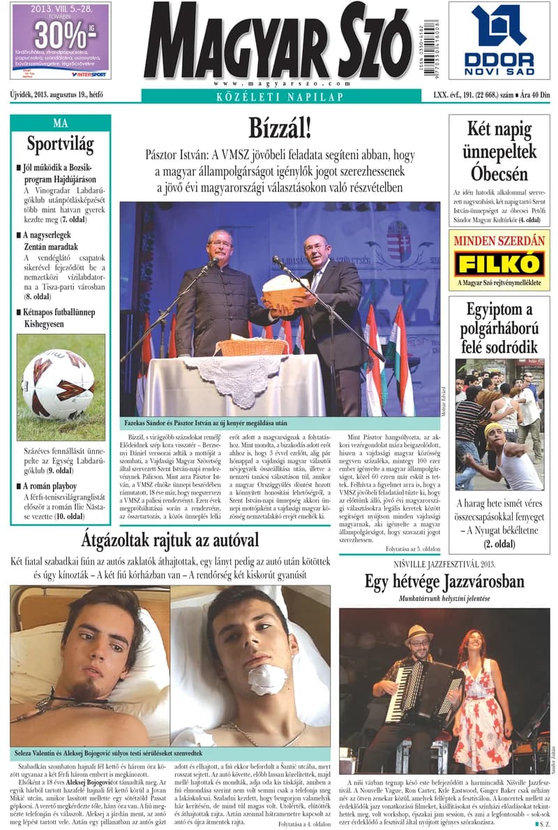 Magyar Szó, 70. évf. 2013. augusztus 19. 191. sz. 1–16. oldal