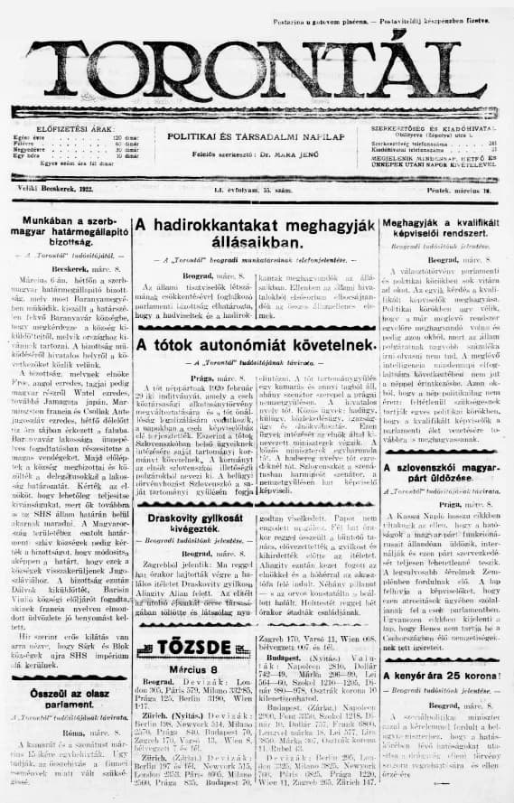 Torontál, 51. évf. 1922. március 10. 55. sz.