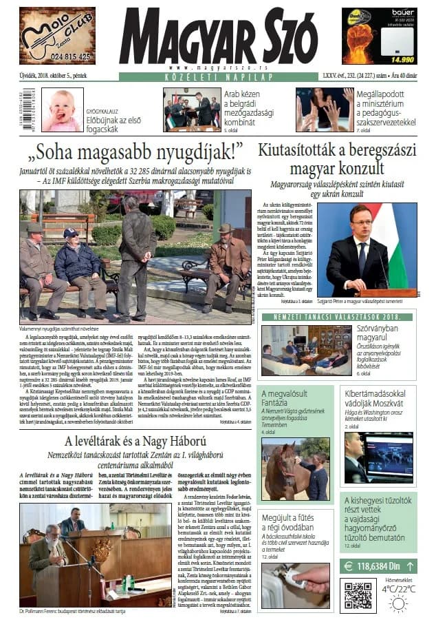 Magyar Szó, 75. évf. 2018. október 5. 232. sz. 1–16. oldal