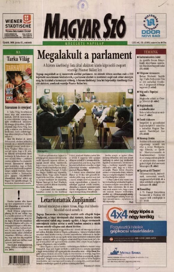 Magyar Szó, 65. évf. 2008. június 12. 133. sz. 1–20. oldal