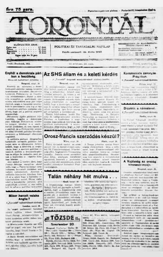 Torontál, 51. évf. 1922. szeptember 22. 211. sz.