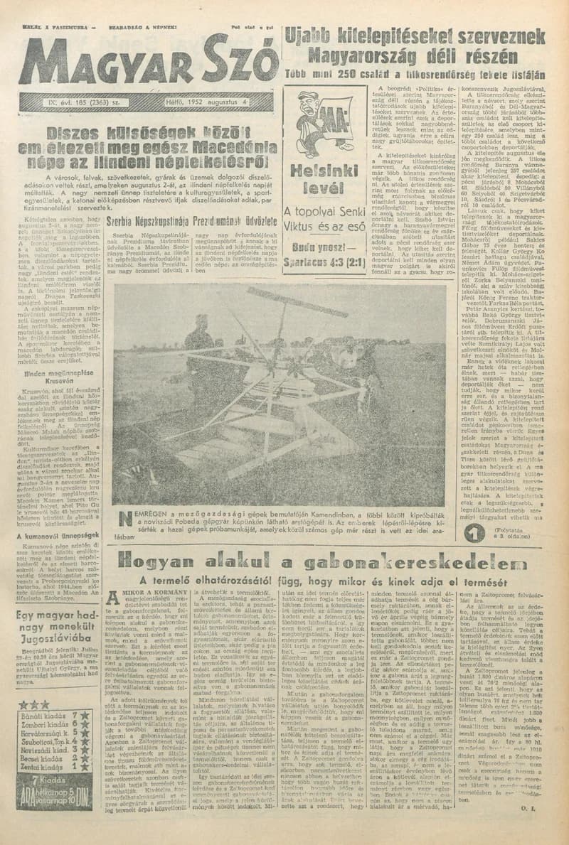 Magyar Szó, 9. évf. 1952. augusztus 4. 185. sz. 1–8. oldal