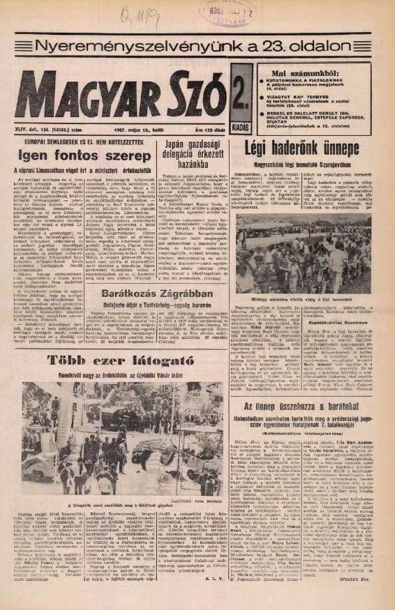 Magyar Szó, 44. évf. 1987. május 18. 134. sz. 1–24. oldal