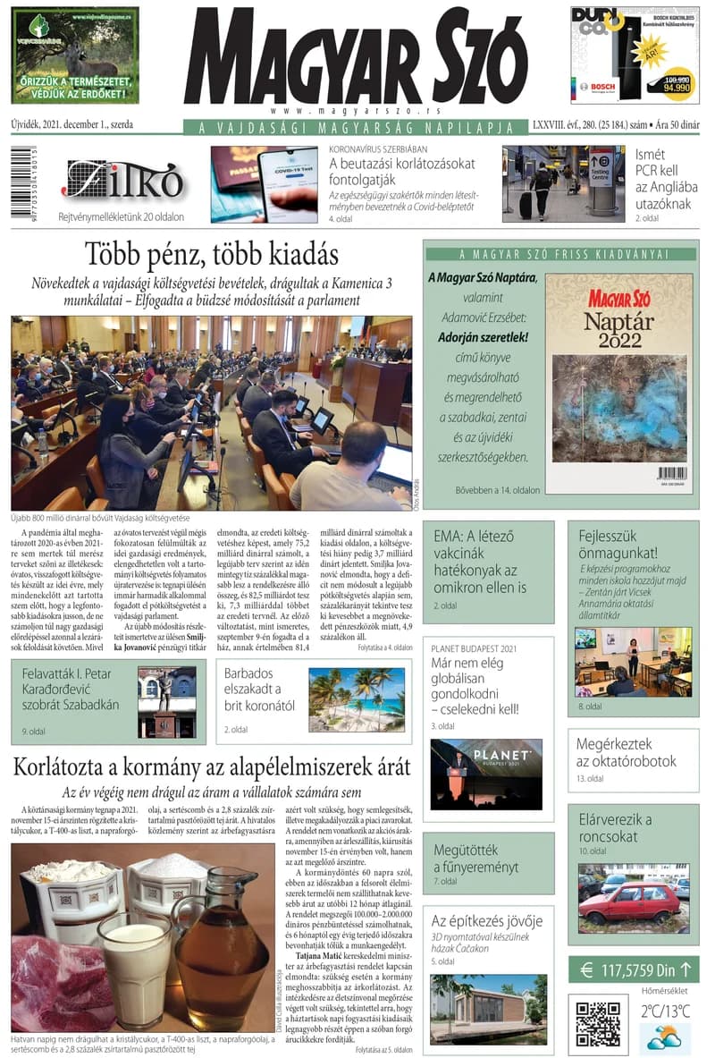Magyar Szó, 78. évf. 2021. december 1. 280. sz. 1–16. oldal