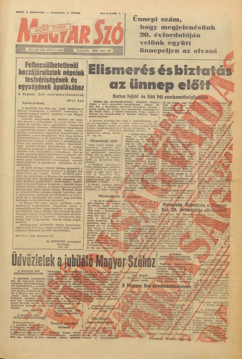 Magyar Szó, 21. évf. 1964. december 24. 354. sz. 1–24. oldal