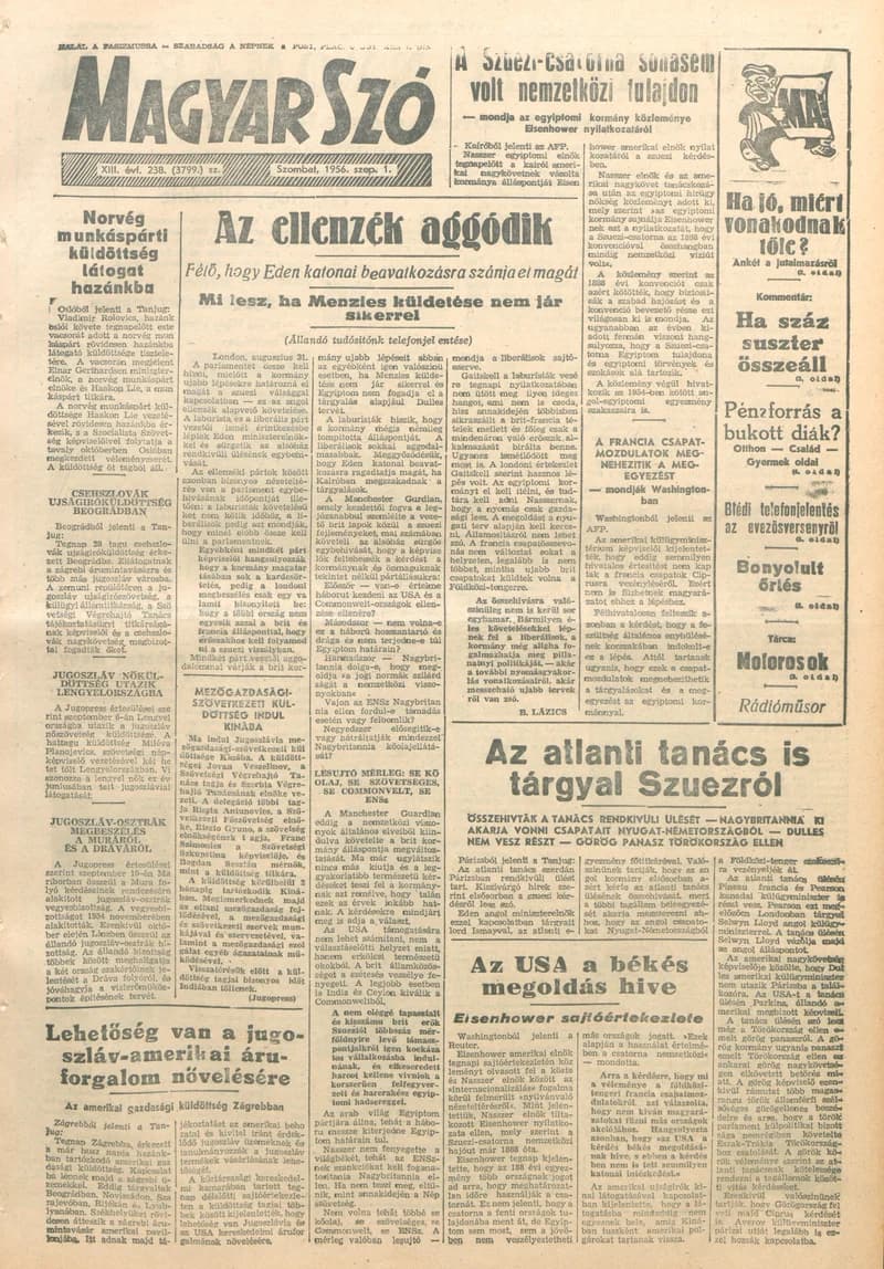Magyar Szó, 13. évf. 1956. szeptember 1. 238. sz. 1–10. oldal