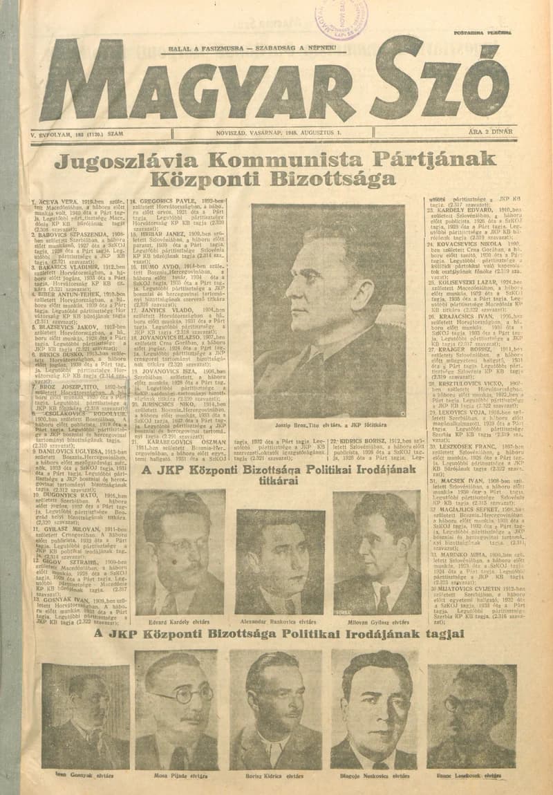 Magyar Szó, 5. évf. 1948. augusztus 1. 183. sz. 1–4. oldal