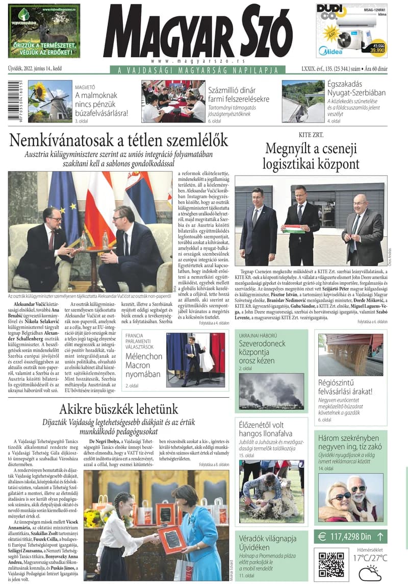 Magyar Szó, 79. évf. 2022. június 14. 135. sz. 1–20. oldal