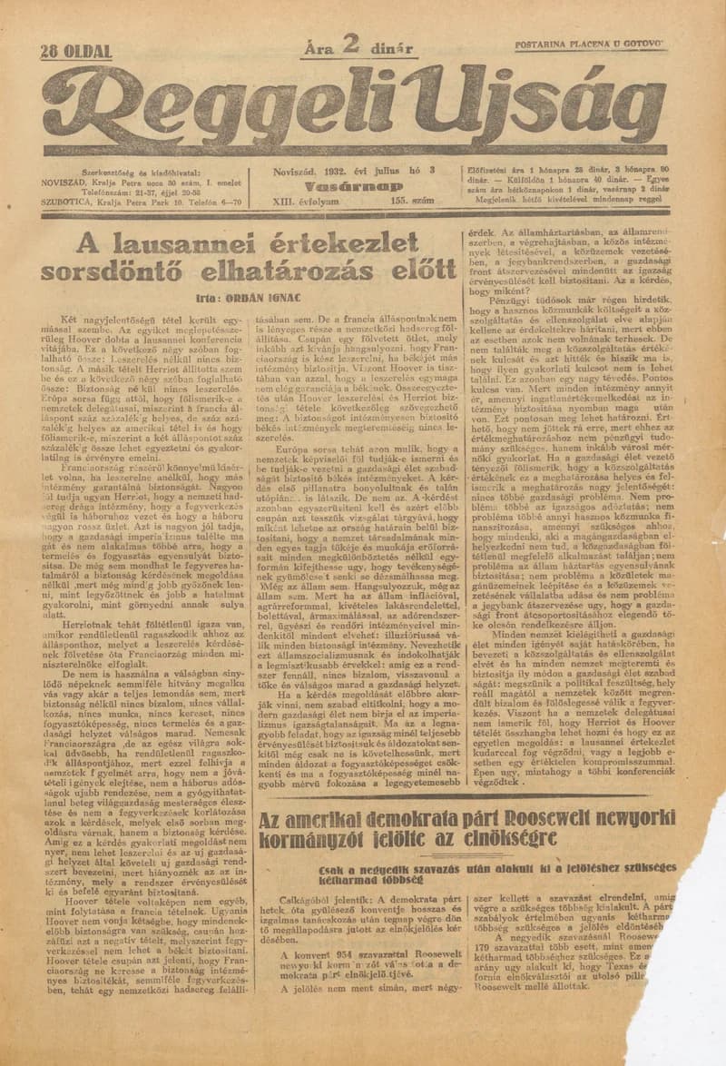 Reggeli Újság, 13. évf. 1932. július 3. 155. sz.