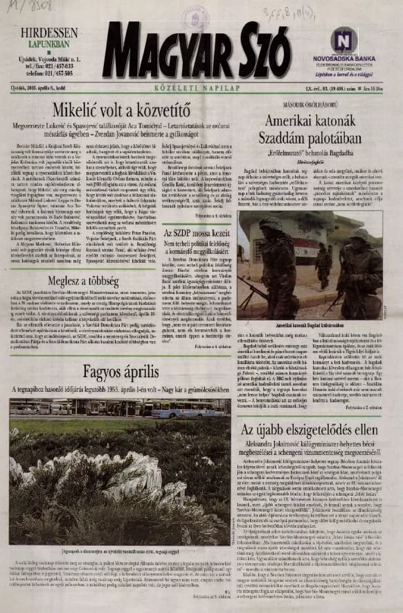 Magyar Szó, 60. évf. 2003. április 8. 83. sz. 1–16. oldal