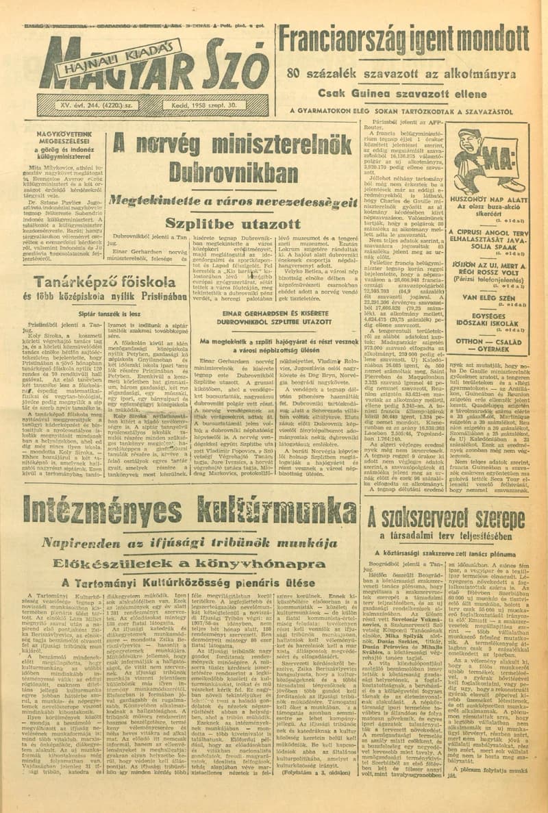 Magyar Szó, 15. évf. 1958. szeptember 30. 244. sz. 1–14. oldal