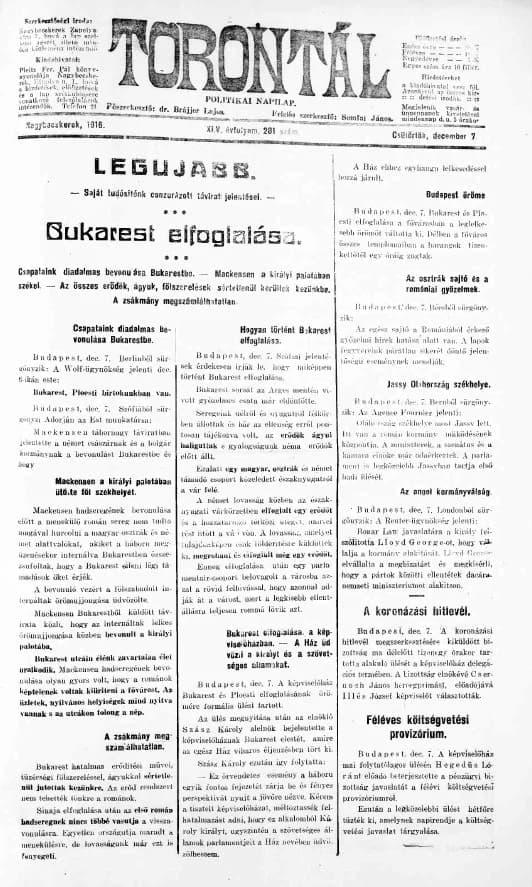 Torontál, 45. évf. 1916. december 7. 281. sz.