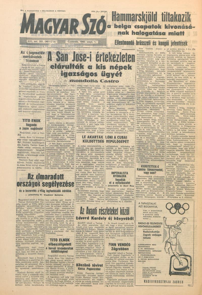 Magyar Szó, 17. évf. 1960. szeptember 1. 205. sz. 1–26. oldal