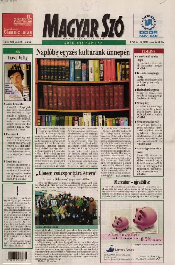 Magyar Szó, 66. évf. 2009. január 22. 16. sz. 1–20. oldal
