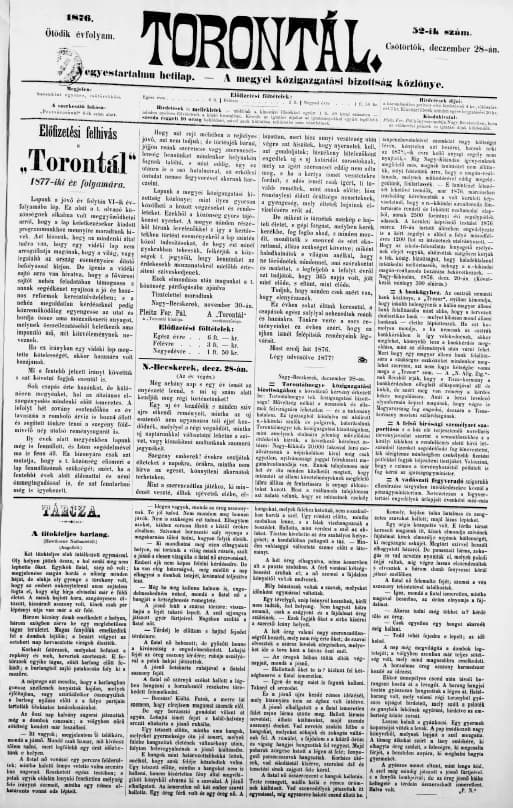 Torontál, 5. évf. 1876. december 28. 52. sz.