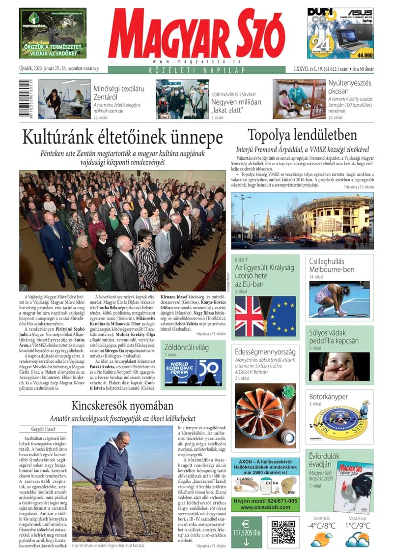 Magyar Szó, 77. évf. 2020. január 25. – 26. 19. sz. 1–32. oldal
