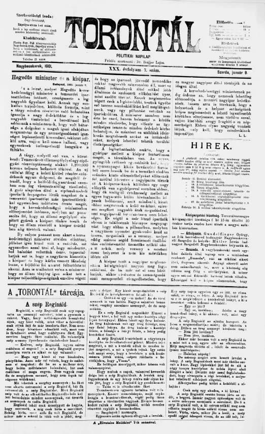 Torontál, 30. évf. 1901. január 9. 7. sz.