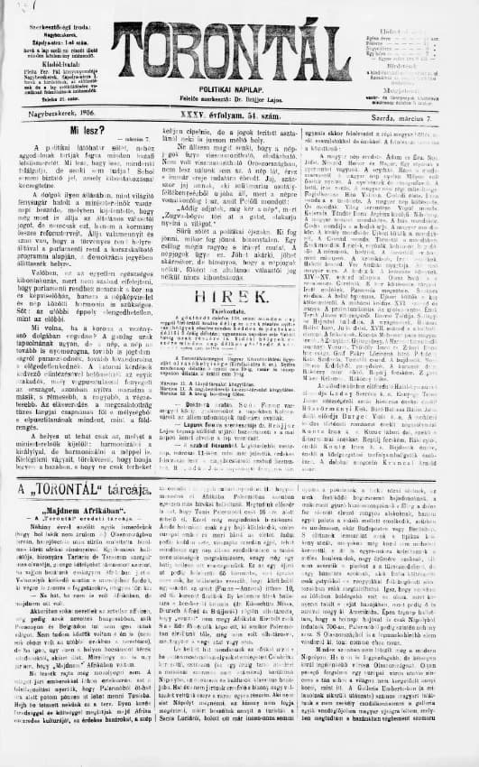Torontál, 35. évf. 1906. március 7. 54. sz.