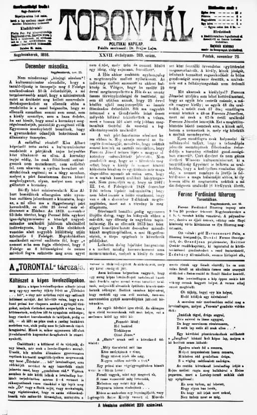 Torontál, 27. évf. 1898. november 25. 269. sz.