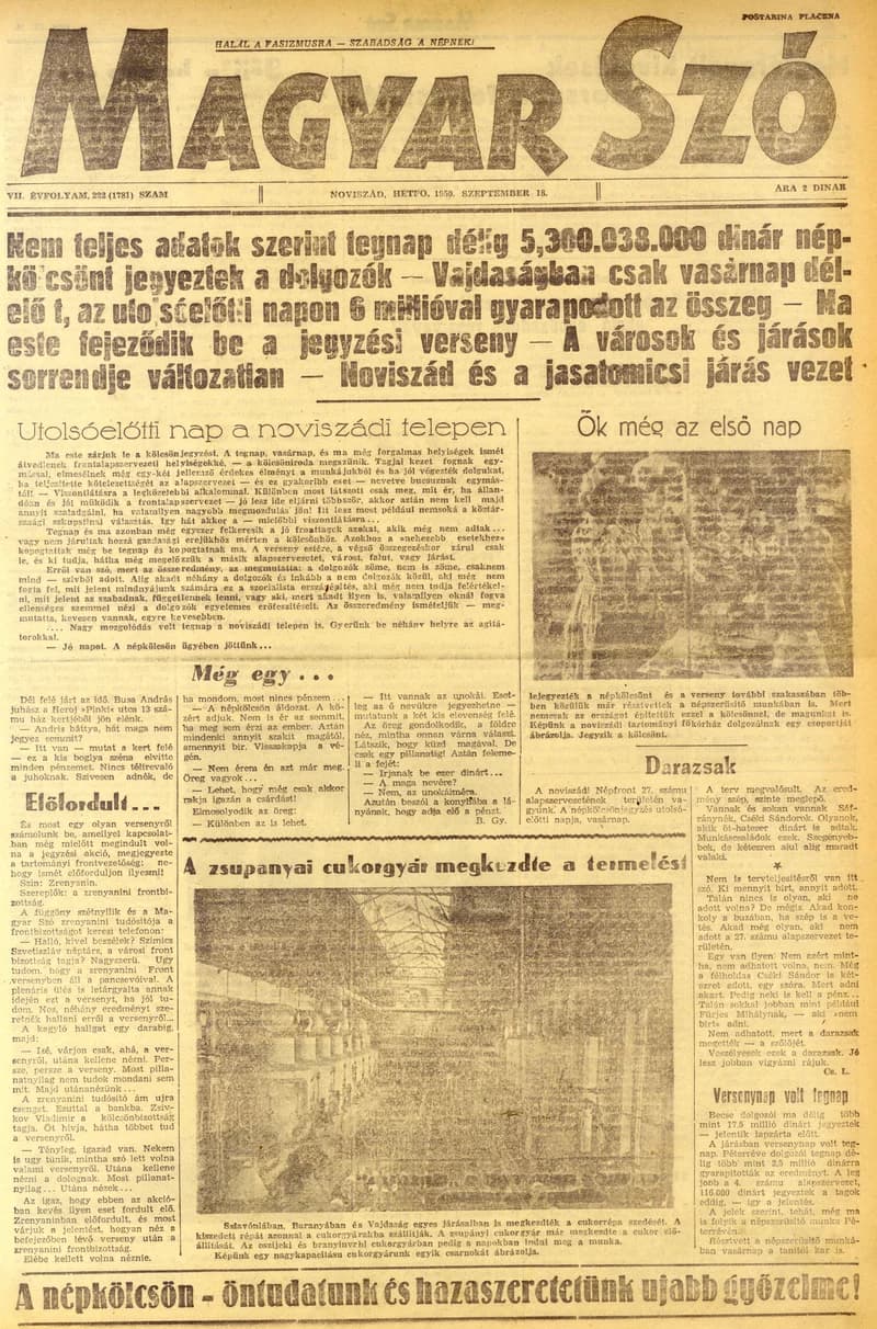 Magyar Szó, 7. évf. 1950. szeptember 18. 222. sz. 1–4. oldal