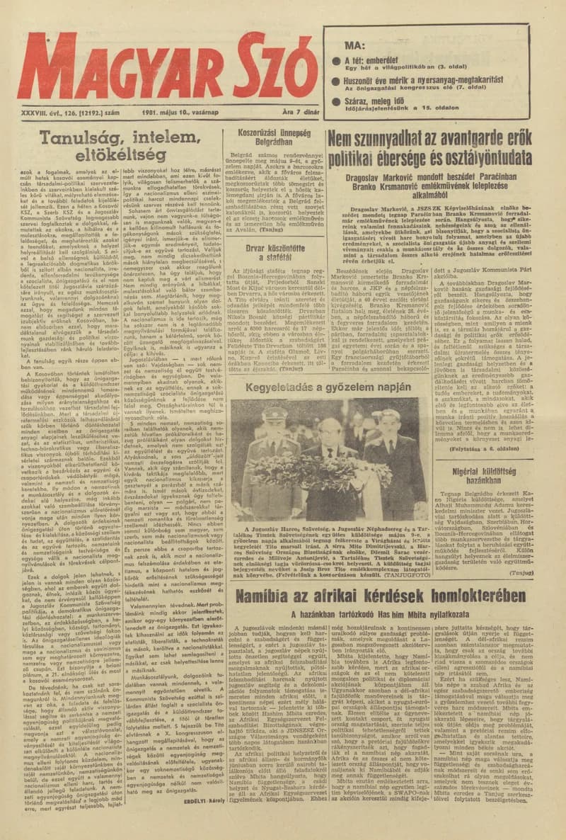 Magyar Szó, 38. évf. 1981. május 10. 126. sz.