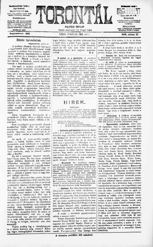 Torontál, 29. évf. 1900. október 22. 242. sz.