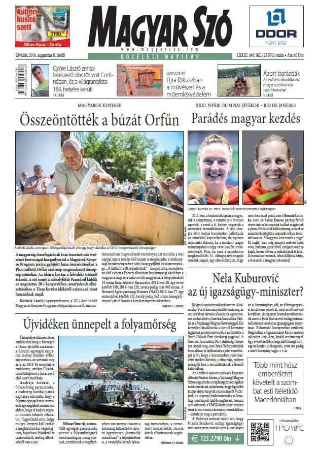 Magyar Szó, 73. évf. 2016. augusztus 8. 182. sz. 1–20. oldal