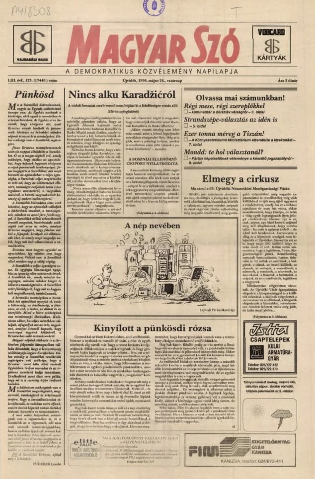 Magyar Szó, 53. évf. 1996. május 26. 123. sz. 1–24. oldal