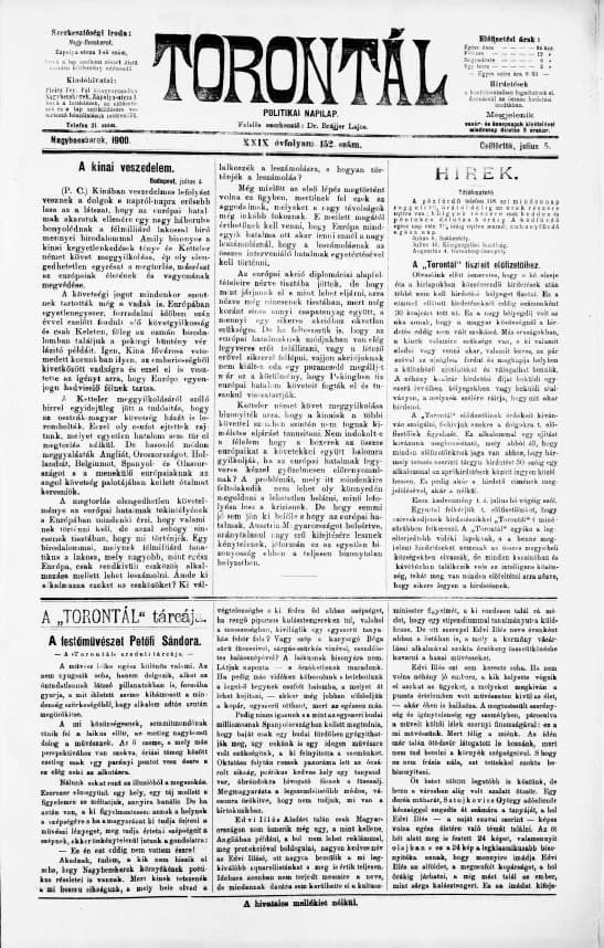 Torontál, 29. évf. 1900. július 5. 152. sz.