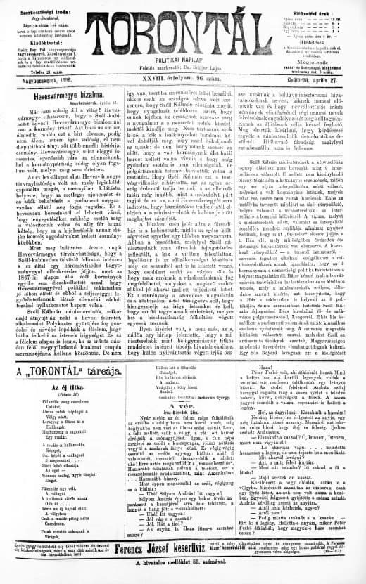 Torontál, 28. évf. 1899. április 27. 96. sz.