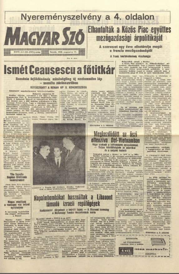 Magyar Szó, 26. évf. 1969. augusztus 13. 222. sz. 1–12. oldal