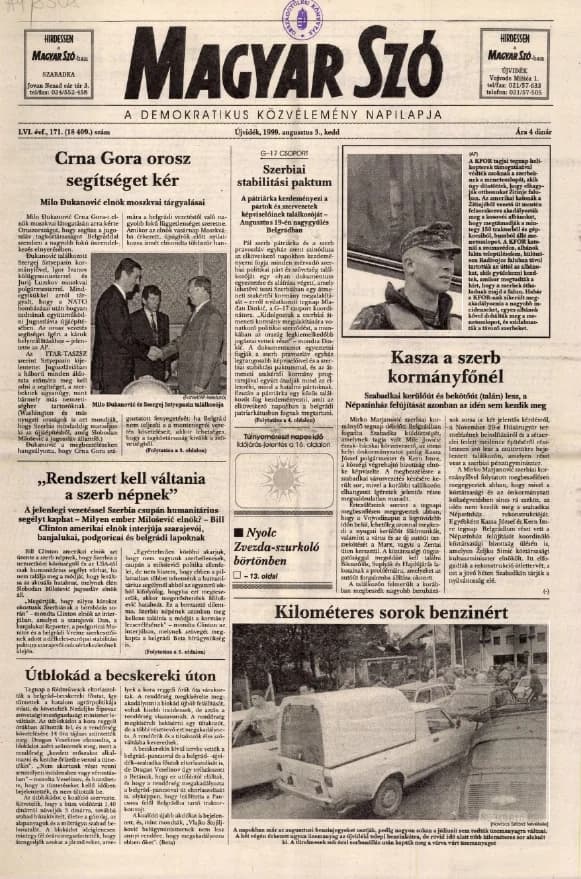 Magyar Szó, 56. évf. 1999. augusztus 3. 171. sz. 1–16. oldal
