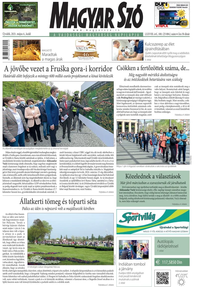 Magyar Szó, 78. évf. 2021. május 4. 100. sz. 1–16. oldal