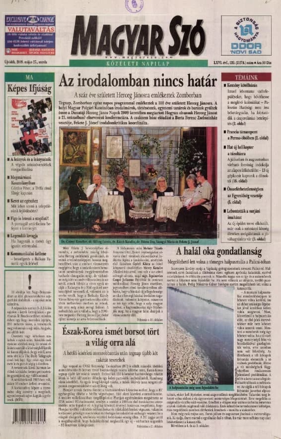 Magyar Szó, 66. évf. 2009. május 27. 120. sz. 1–20. oldal