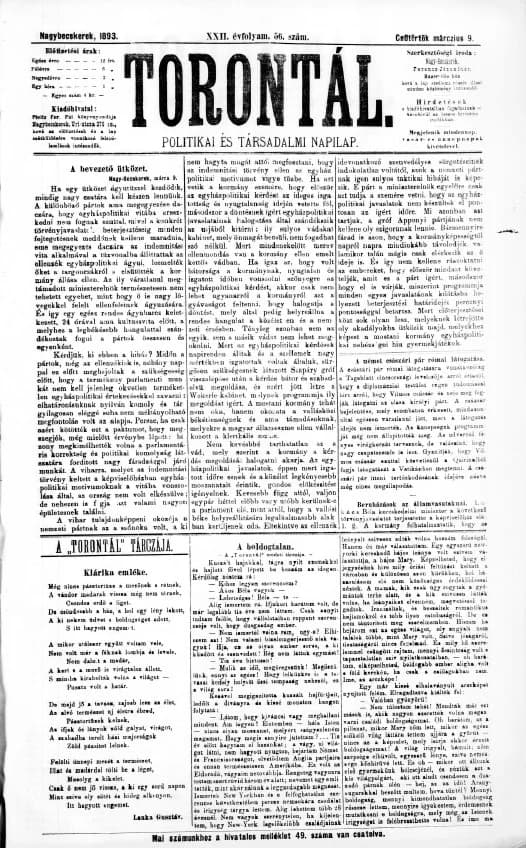 Torontál, 22. évf. 1893. március 9. 56. sz.