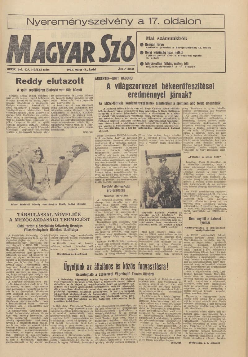 Magyar Szó, 39. évf. 1982. május 11. 127. sz. 1–20. oldal